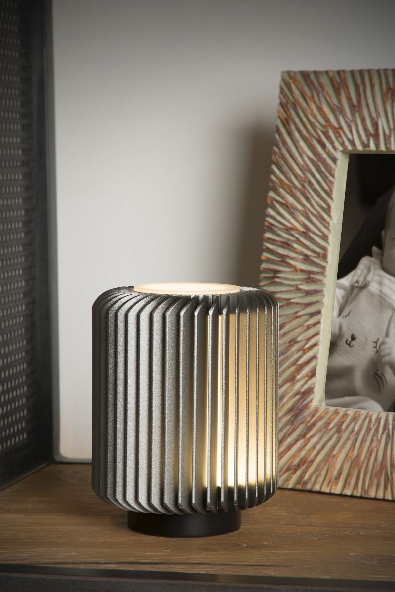 Lucide TURBIN - Stolná lampa - Ø 10,6 cm - LED - 1x5W 3000K - šedá